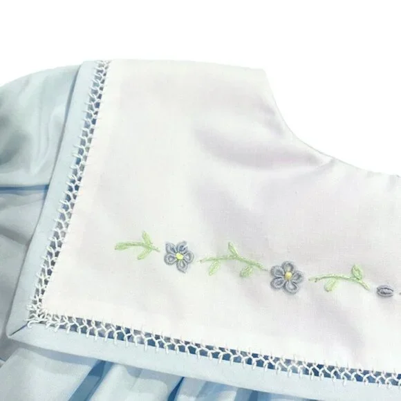 NEW Lulu Bebe 12m Blue Embroidered Collar Dress - Picture 3 of 6